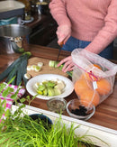 3 reusable but also COMPOSTABLE produce bag to carry your fruits and vegetables directly from the shop to your fridge. Lovebirds  version, 2 bags with yellow trim and 1 with peach trim.