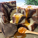 Moisturizing soap enriched with unrefined organic fair trade cocoa butter and swirled with raw cocoa powder and real dark chocolate.