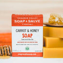 Organic soap bar made with organic carrot juice, carrot root oil, goat’s milk and raw honey. An excellent choice for babies and folks with sensitive skin.