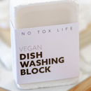 A vegan zero-waste vegan dish block® dish washing soap to cuts stubborn grime and grease, take stains out of laundry, wipe down counters. 215 GR