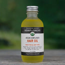 Organic Sunflower Argan hair oil, deeply conditioning for all hair types including color treated or damaged hair.