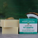 An unscented pet shampoo made with moisturizing oils and coconut milk adds moisture and deep conditioning for a soothing bath.