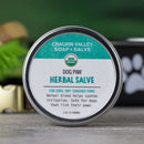 Organic dog paw salve formulated to protect as well as provide soothing relief for sore, dry or cracked paws and dry and irritated skin.