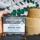 The only for men shaving set: Because Men's shaving deserves to feel luxurious too.  Ditch those shaving gels/foams cans for a rich, creamy organic shaving soap and its beautiful handmade shaving set that will look too good on your sink to be put away.