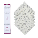 Beeswax food wrap, small pack x 6. Made with beeswax, tree resin, and organic jojoba oil infused into a hemp and organic cotton cloth.