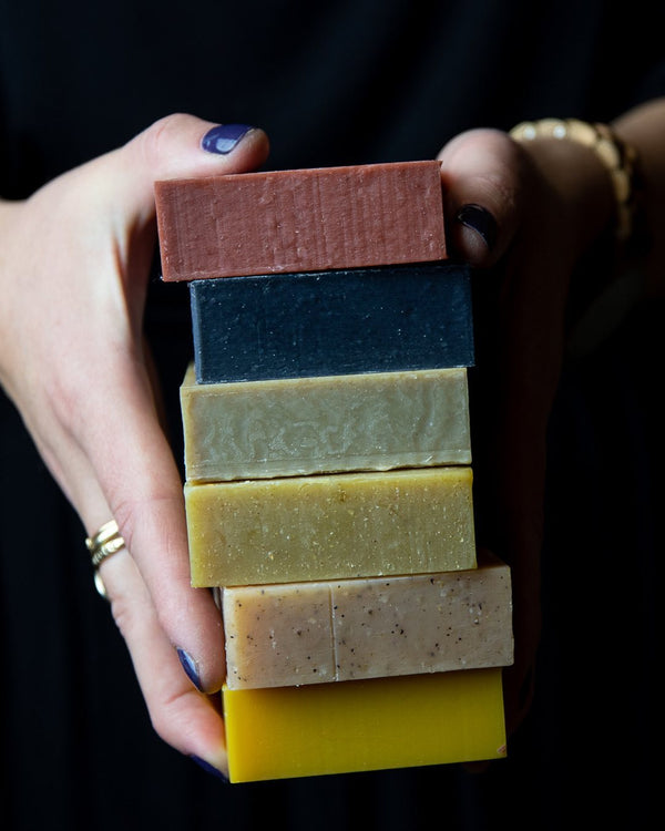 Stack of natural soap bars