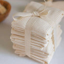 Light, soft, and absorbent organic cotton face cloths provide just enough texture for gentle exfoliation, makeup removal and facial cleansing.