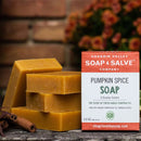 creamy lathering organic certified soap with the warm, inviting aroma of freshly baked pumpkin pie.