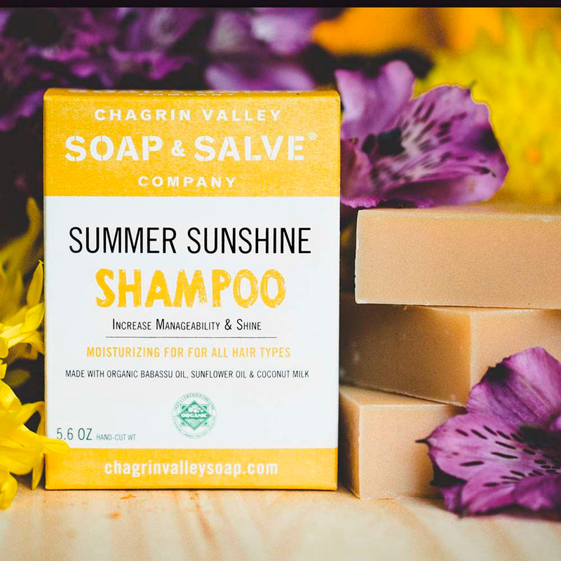 Summer Sunshine Organic Shampoo bar - The perfect citrus and floral scent that will take you to a place where it's always summer.