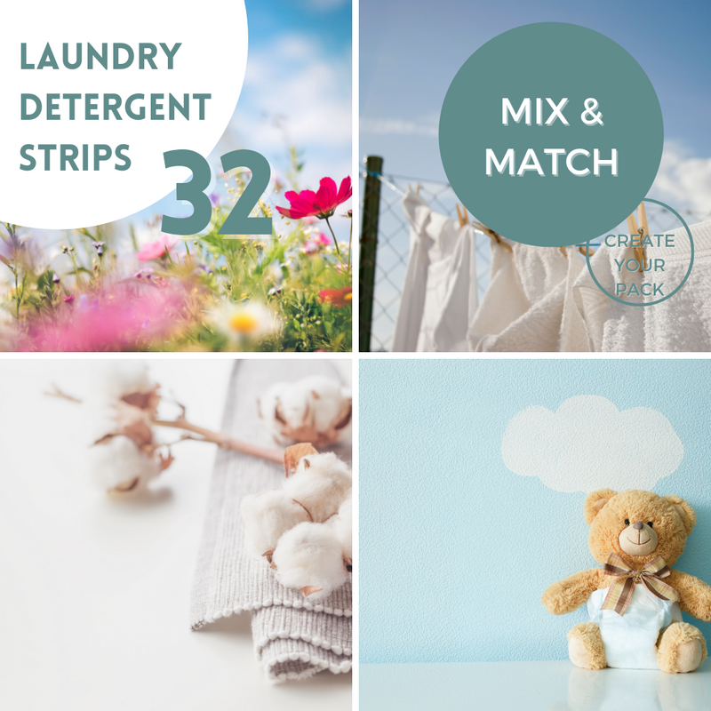 Eco-friendly, ultra-concentrated, hypoallergenic strip of laundry detergent to make your laundry easier, healthier and environmentally friendly! Version Mix & Match 32 loads