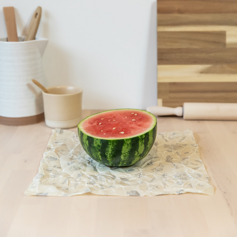 Beeswax Food wraps - Large Square x 1. Preserve bowls of salad, savor halved watermelon, & relish in vibrant herbs. It's a breeze with the Large Square.. Made with organic cotton.