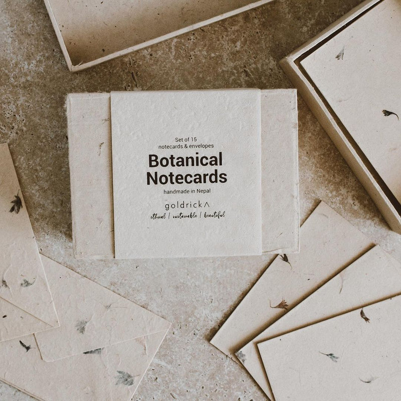 Handmade Botanical Lokta A6 Notecards  - Ethically made in Nepal 