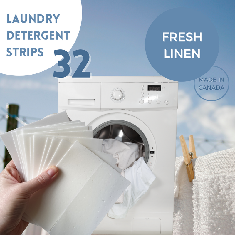 Eco-friendly, ultra-concentrated, hypoallergenic strip of laundry detergent to make your laundry easier, healthier and environmentally friendly! Version Fresh Linen 32 loads