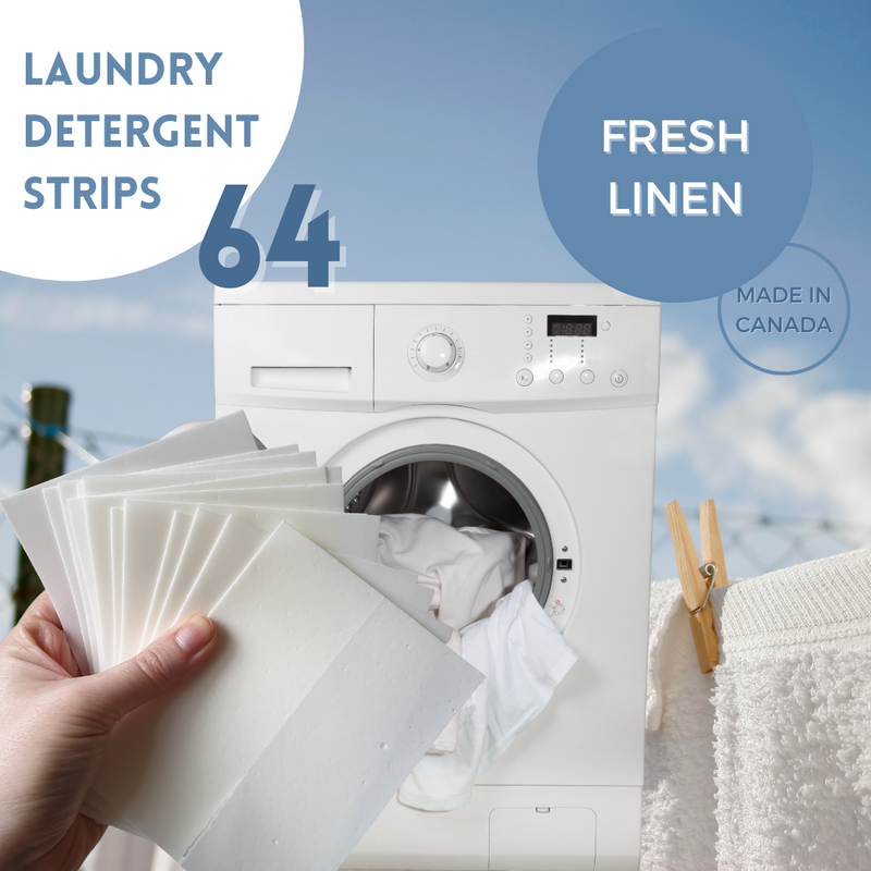 Eco-friendly, ultra-concentrated, hypoallergenic strip of laundry detergent to make your laundry easier, healthier and environmentally friendly! Version Fresh Linen 64 loads
