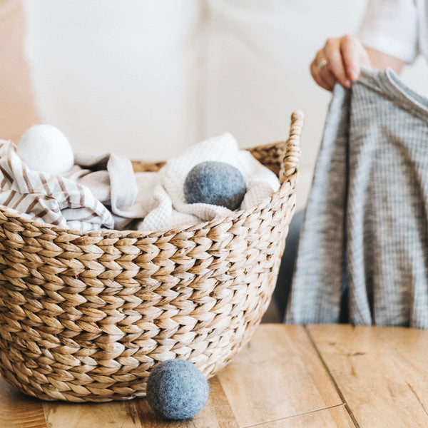 Wool Dryer Balls Grey - pack of six. The perfect all-natural way to eliminate static, decrease wrinkling and soften your clothes, all while saving time and money.