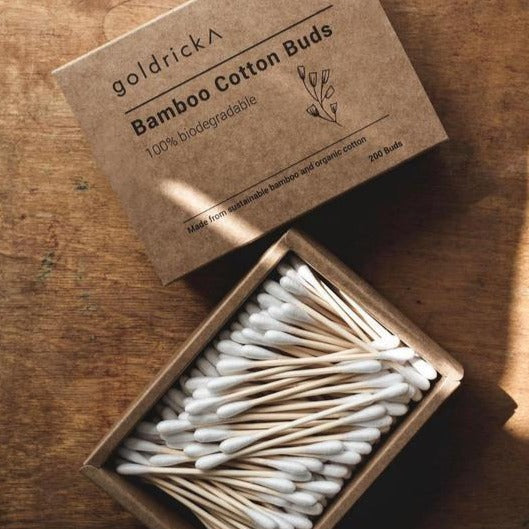 Bamboo cotton buds made from bamboo and organic cotton, 100% biodegradable.
