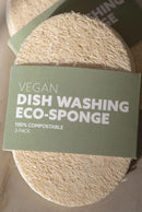 100% biodegradable and compostable Eco-Sponges to replace soft plastic sponges for dish washing. Made of natural plant fiber. Pack of 3.