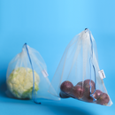 2 reusable but also COMPOSTABLE produce bag to carry your fruits and vegetables directly from the shop to your fridge. Blue trim version.