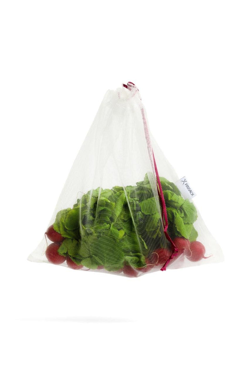 2 reusable but also COMPOSTABLE produce bag to carry your fruits and vegetables directly from the shop to your fridge. Pink trim version.