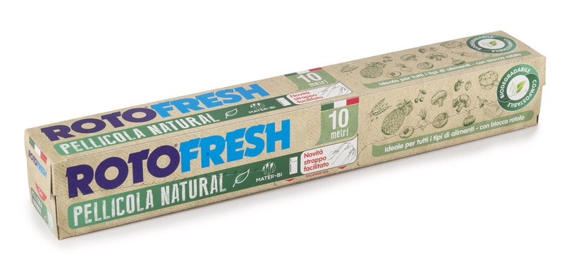 Made with renewable raw materials, entirely natural, biodegradable and compostable cling wrap. Made from mater-bi. 10 MT