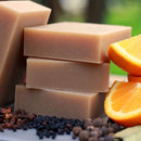 Men's bay rum Organic soap bar with sweet orange, allspice and clove essential oils. Hemp seed oil balances oil production, chicory root and elderberries calm irritated skin.