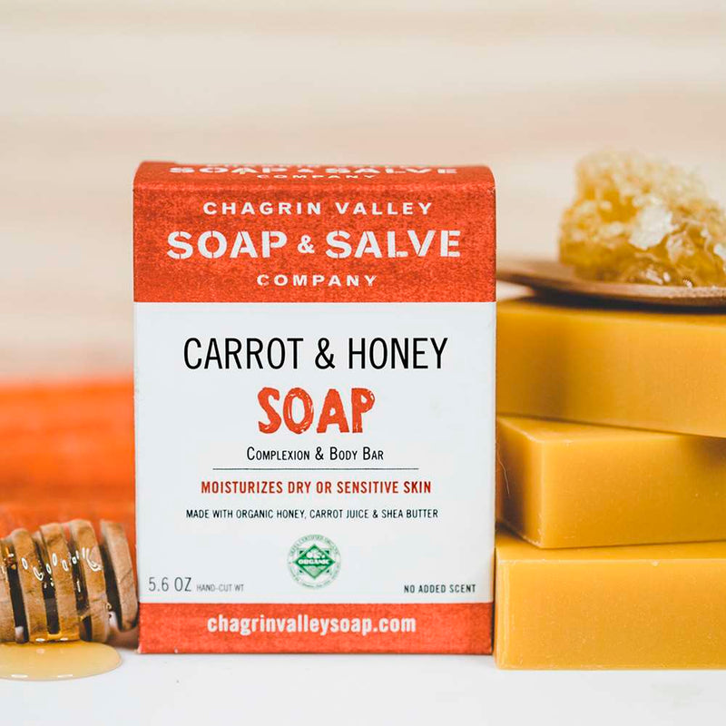 Organic soap bar made with organic carrot juice, carrot root oil, goat’s milk and raw honey. An excellent choice for babies and folks with sensitive skin.