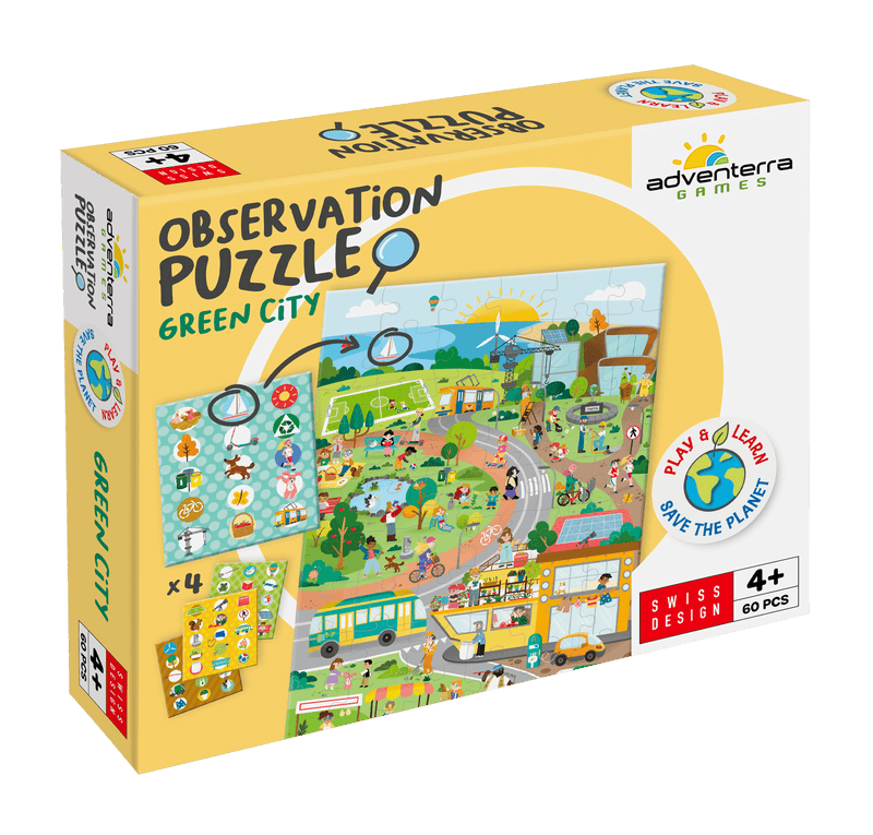 An original, 2-in-1 puzzle and observation game introducing kids to sustainable lifestyle!