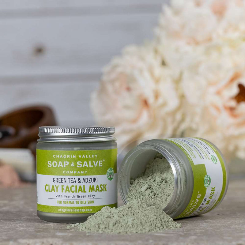 Green tea & Adzuki clay face mask. A purifying and highly nourishing blend formulated to boost circulation, unclog pores and gently exfoliate.