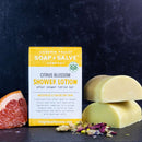 Citrus Blossom Organic Shower Lotion Bar. This rich, emollient solid shower lotion is infused with a refreshing scent with complex citrus notes.