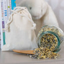 These Organic Baby Bath Herbs are a comforting, gentle blend of organic herbs that soothe the skin and help relax fussy babies. Herbal washcloth is included.